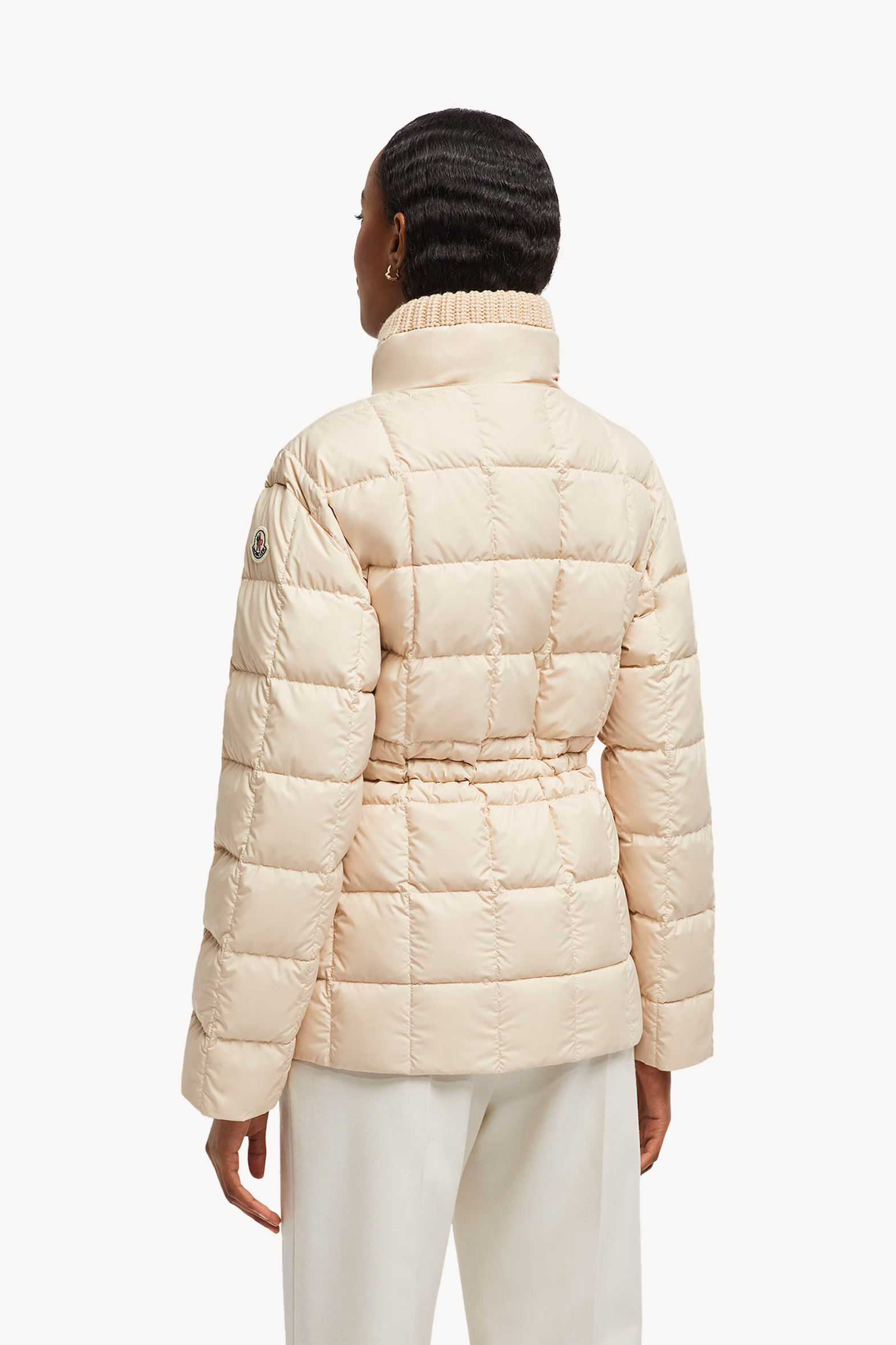 Antigone Leather-Trimmed Short Down Jacket Women Beige Moncler 5